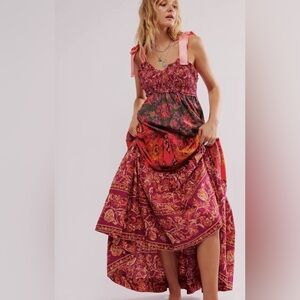 NWT Free People Pink Bluebell Red/pink Maxi Dress